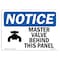 Signmission OSHA Notice, 5" Height, Master Valve Behind This Panel Sign With Symbol, 7" X 5", Landscape OS-NS-D-57-L-14150 - alternate 1